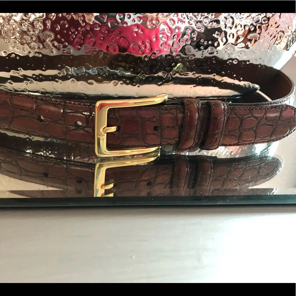 ARDEN LEATHER CO. BELT MENS BROWN FAUX CROC .